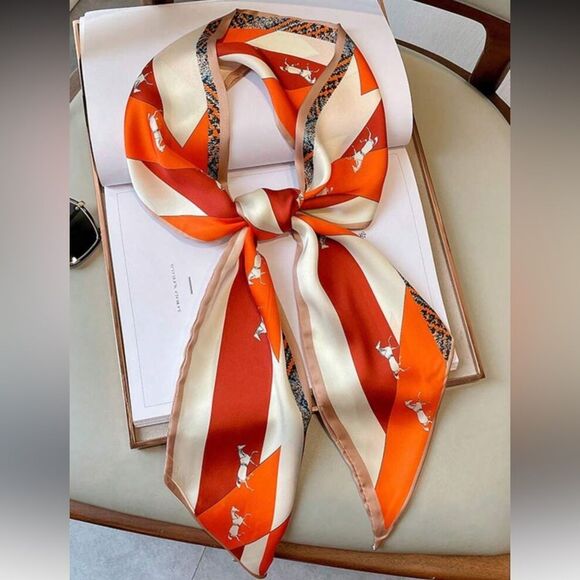 Elegant Orange and Cream Scarf S32 - Picture 1 of 4